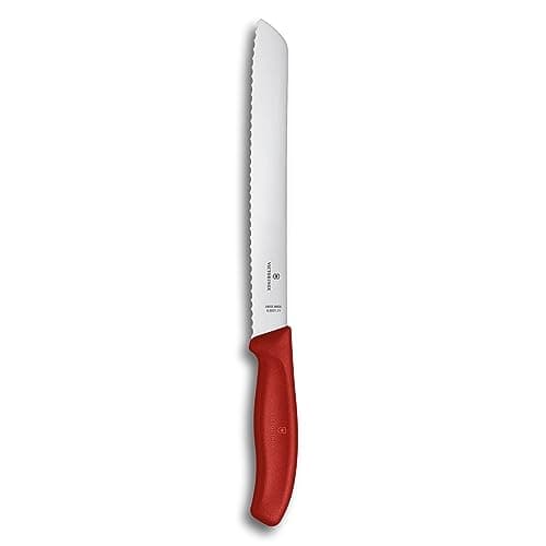 Image of Victorinox Swiss Classic, Professional bread knife, Extra sharp blade, Serrated edge, 21 cm, Robust plastic handle, Stainless steel, Red