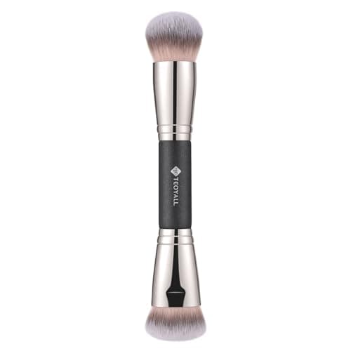 Image of TEOYALL Dual-Ended Foundation Contour Brush, Dense Sculpting Defining and Domed Blending Synthetic Bristles for Liquid Cream Powder