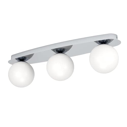 Image of Eglo LED wall lamp Castrivido, 3-Light Bathroom Mounted lamp, Metal Vanity Light in Chrome with White Glass Globe, Includes Warm G9 Bulb, IP44 Rated