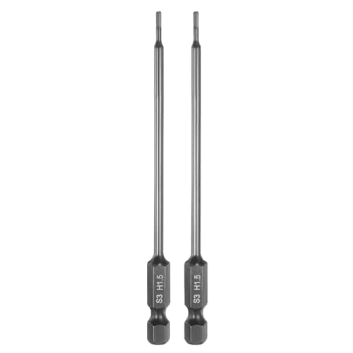 Image of sourcing map 2pcs Flat Hex Head Drill Bit H1.5 (1.5mm) Magnetic Tip 1/4" Hex Shank 100mm (4") Long Mirror Polished Metric Hexagonal Screw Driver Screwdriver Bits Wrench Electric Power Tools