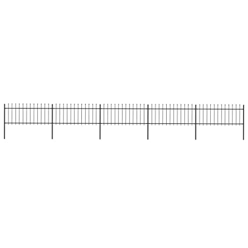 Image of vidaXL Garden Fence Spear 8.5x0.8m Outdoor Panel Barrier Border Decorative Landscape Privacy Edges Black Steel Rust-Resistant Metal