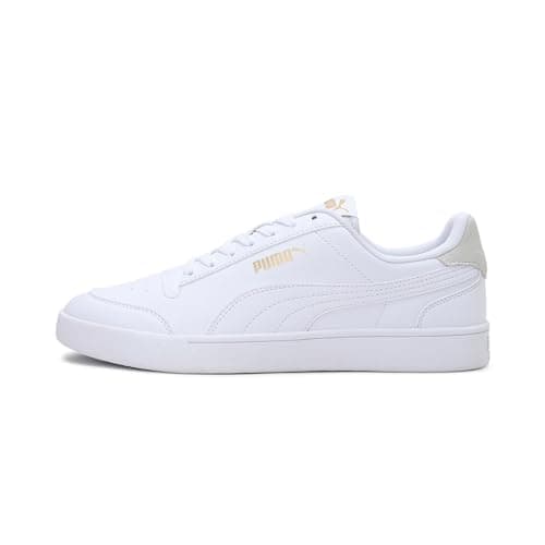 Image of PUMA Unisex Puma Shuffle Sneakers, Puma White-Puma White-Puma Team Gold, 9 UK