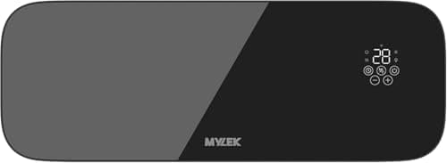 Image of MYLEK Glass Overdoor Air Curtain Heater Fan 2000W, Smart WIFI App Or Remote Control, PTC Ceramic Downflow Over Door Heater, Office, Bathroom, Commercial, 2KW (Black)