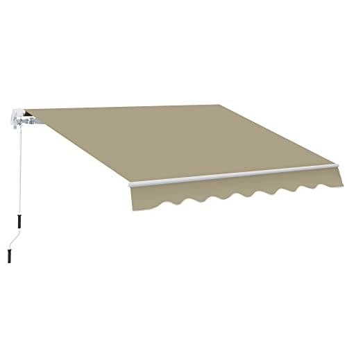 Image of Outsunny 2.5m x 2m Garden Patio Manual Awning Canopy Sun Shade Shelter Retractable with Winding Handle Khaki