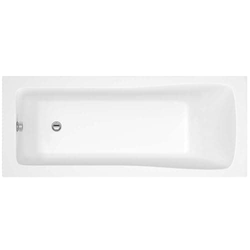Image of iBathUK Bathroom White Gloss Bath Single Ended Straight Square Acrylic Bathtub with Adjustable Feet - 1500 x 700mm