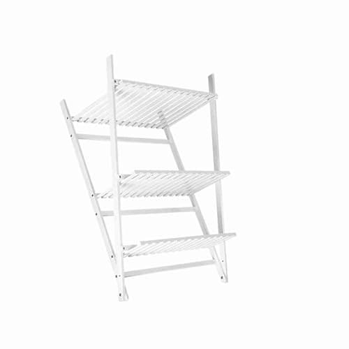 Image of Greensen 3-Tier Wooden Ladder Plant Stand, Indoor Outdoor Garden Display Shelf, Storage Rack for Flowers, Balcony Living Room Patio
