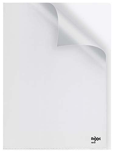Image of Rexel Nyrex Premium A4 Document Folder, Clear Embossed, 100mic, Cut Back, L-Folder, Pack of 25, 12121
