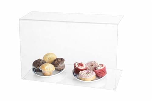Image of Clear Acrylic Sneeze Guard – 340mm High x 3mm Thick | Food Hygiene Screen for Bakery, Café & Countertops | See-Through Protective Food Shield (400mm x 340mm)