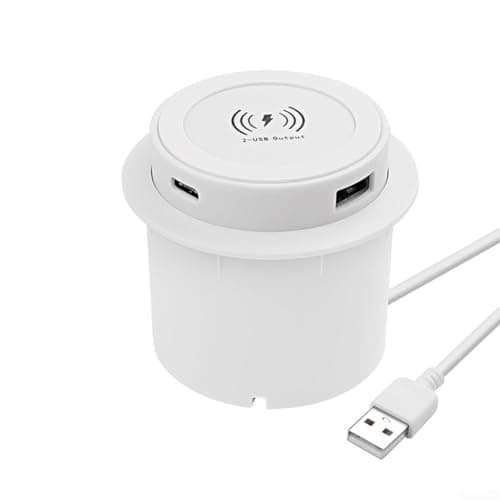 Image of Solaughguy 3-in-1 Wireless Charging Station with Pop-Up USB Ports| Fast 10W Charger Dock for Smartphone Smartwatch Earbuds| Compact Desktop Socket for Bedside Office Desk| ABS(White)