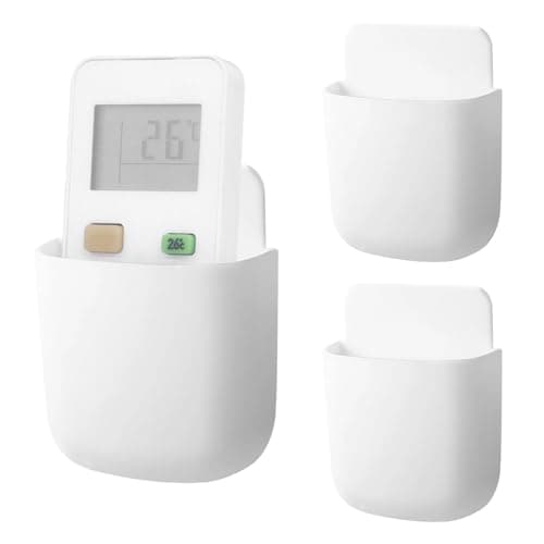 Image of 3Pcs Remote Control Holder Wall-mounted Remote Control Storage Box Adhesive Storages Mobile Phone TV Remote Holders Container (White)