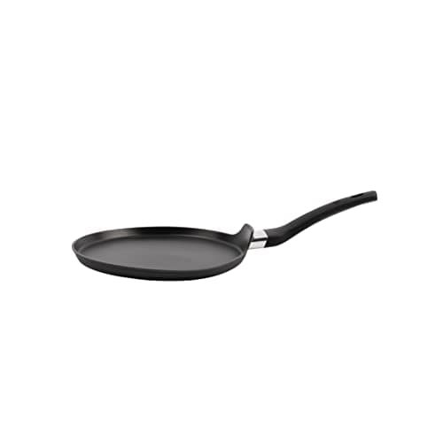 Image of MasterChef Pancake Pan Non Stick Crepe Maker, Chapati, Roti & Dosa Tawa for Induction Hob, Gas, Halogen & Ceramic Stoves, Swiss Engineered Aluminium with Scratch Resistant Coating, 25cm, Black