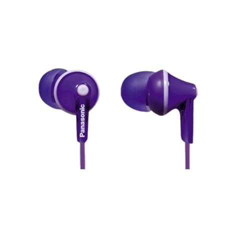 Image of Panasonic RP-HJE125E-V Ergofit In Ear Wired Earphones with Powerful Sound, Comfortable Non-Slip fit, Includes 3 Sized Ear Buds - Violet