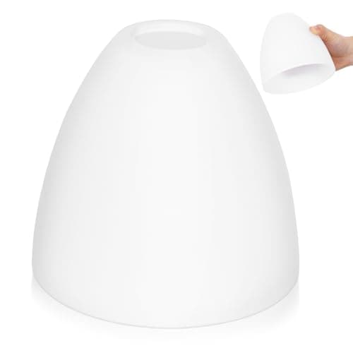 Image of OSALADI Glass Pendant Light Bell Shaped Glass Lamp Shade E27 White Dome Lampshade Light Fixture Cover Replacement for Pendant Lighting Chandeliers Wall Sconce lampShade