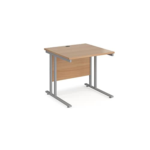 Image of Mr Office Maestro 25 straight desk 800mm deep - silver legs, Beech, 800