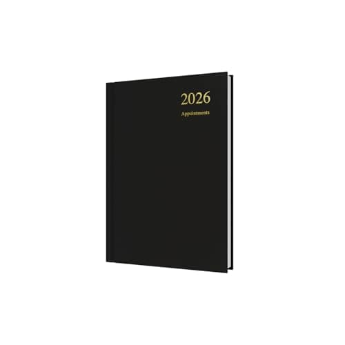 Image of Collins - Essential - 2026 12 Month Calendar Year Planner, Day-To-Page with 1/2 Hourly Appointments Diary, A5 Hard Cover - Black (ESSA51A.99-26)
