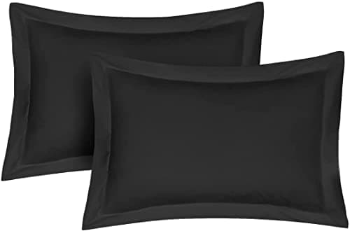 Image of Pillow Shams 2 Pack Oxford Pillowcases, 100% Poly-Cotton Ultra Soft Premium Quality Bedroom Pillow Case Cover - Decorative Standard Pillow Covers 50x75cm (Black)