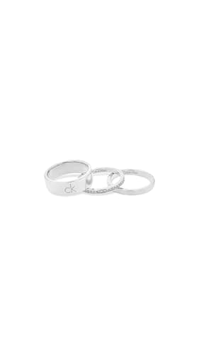 Image of Calvin Klein Women's CK TRIO Collection Set of 3 Rings in Stainless Steel Embellished with Crystals - 35000794D