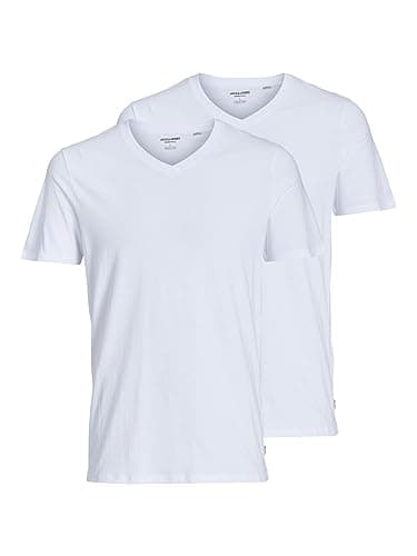 Image of JACK & JONES Mens Pack V Neck T-Shirt White XL
