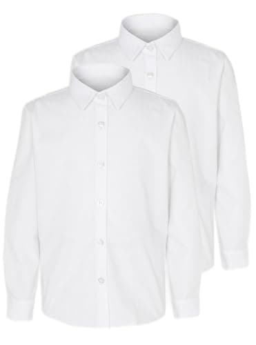 Image of Listers Schoolwear Twinpack Girls Long Sleeve School Blouse Shirt Uniform 3-18 Years White