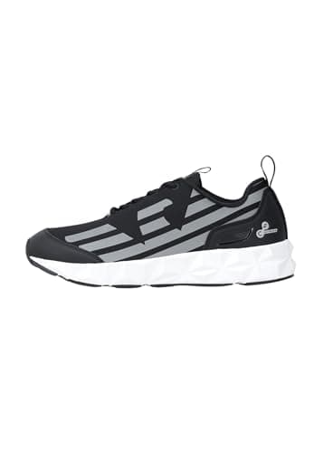 Image of EA7 Men's Black Sneakers with Logo Print, Black, 8.5 UK