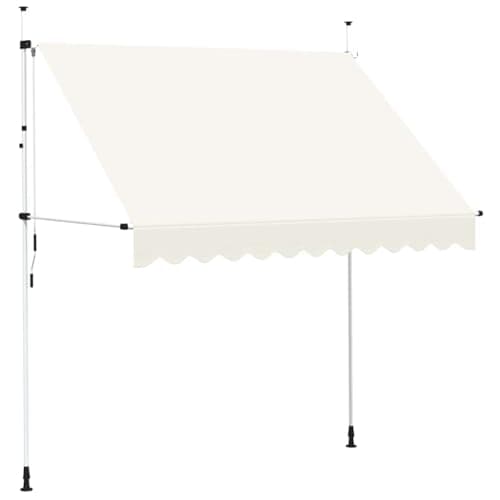 Image of vidaXL Manual Retractable Awning - 250cm Cream, Water/Dirt Proof Outdoor Canopy, UV Weather- Fabric, Sturdy Steel Frame for Garden/Terrace