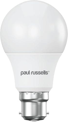 Image of paul russells LED GLS Light Bayonet Cap BC, 60w Equivalent, 8watt 806LM LED Bulbs, 6500K Daylight Lamp, Classic Frosted A60 Standard B22 Energy Saving Non-Dimmable Large Globe Lightbulbs, Pack of 1