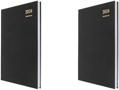 Image of Collins Debden Collins Essential A4 Diary 2024 Daily Planner - 2024 Page A Day Diary Journal & 2024 Planner - Business Office Academic and Personal Use - A4 Size (Black) (Pack of 2)