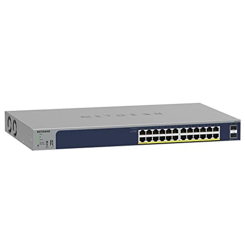 Image of NETGEAR 24-Port PoE Gigabit Ethernet Smart Switch (GS724TP) - Managed, Optional Insight Cloud Management, 24 x PoE+ @ 190W, 2 x 1G SFP, Desktop or Rackmount and Limited Lifetime Protection