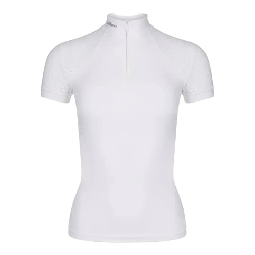 Image of LeMieux Women’s Equestrian Show Shirt - Short Sleeve Horse Show Competition Top - Athletic Shirts & Horseback Riding Apparel - (White/UK10)