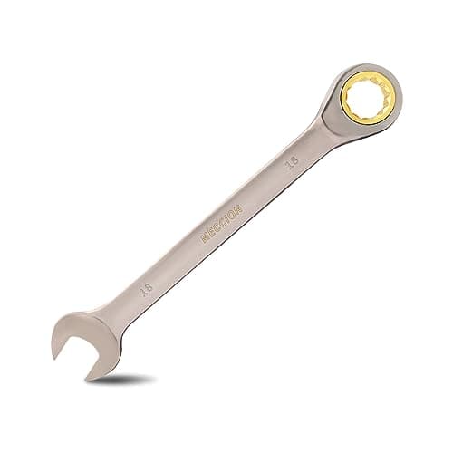 Image of Meccion Fixed Head Ratchet Spanner 18mm Professional Chrome Vanadium Steel Forged Combination Wrench - Black Nickle Plated