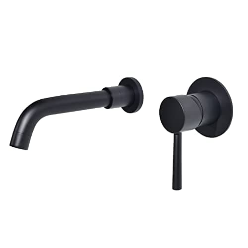 Image of PHASAT Wall Mounted Basin Mixer Taps Black Brass Basin Tap with 360 Degrees Rotating Spout PTBB06E