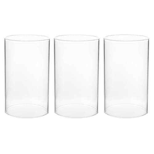 Image of NUOBESTY Open Ended Glass Candle Shades Set of 3 for Household Use with Straight Cylindrical Design, for Desktop and Special Events