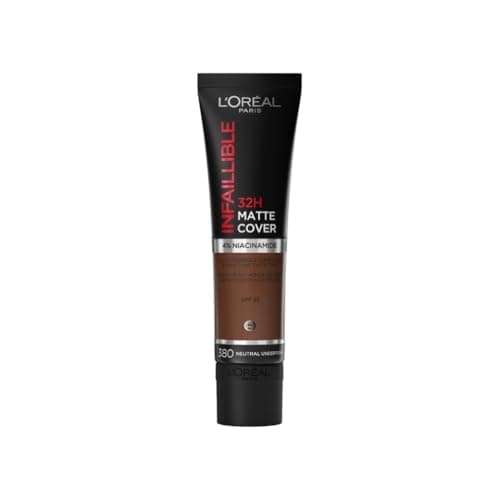 Image of L'Oreal Paris Cover Liquid Foundation, With 4% Niacinamide, Long Lasting, Natural Finish, Available in 20 Shades, SPF 25, Infallible 32H Matte Cover, Shade 380, 30ml