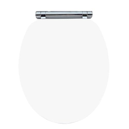 Image of AQUALONA® Luxury Soft Touch Slow Close Toilet Seat with One Button Hinge Release - Click, Lift & Clean Technology - Soft Rubber Coating - Matte Finish - Soft and Warm to Touch (White)