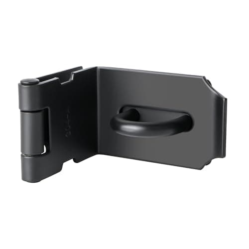Image of SAYAYO 90 Degree Hasp and Staple SUS304 Stainless Steel 4 Inches Right Angle Padlock Hasp Door Lock Gate Latch for Sheds, Windows, Cabinets, Matte Black
