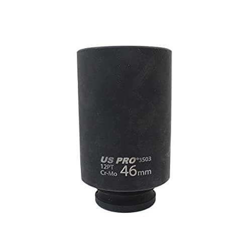 Image of US PRO Tools 46mm 1/2" dr 12 Point 100mm Deep Hub Nut Socket, Gearbox etc 3503