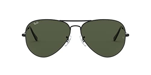 Image of Ray Ban RB 3025 Black 002/58 Unisex Polarized Aviator Sunglasses 62mm