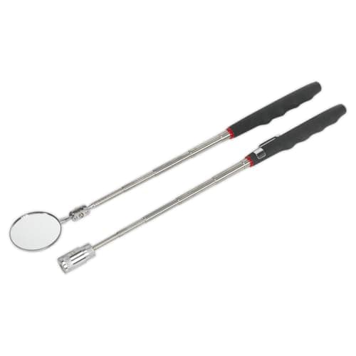 Image of Sealey S0941 Telescopic Magnetic LED Pick-Up Tool and Inspection Mirror Set, 2 Pieces