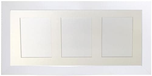 Image of Metro White Picture Photo Frame with White 7 x 5 Inch Three Aperture Long Mount