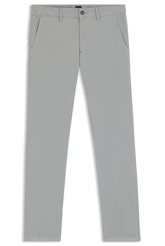 Image of BOSS Men's Chino_Slim Trousers_Flat, Silver, 32 W/34 L