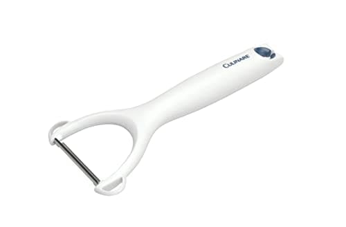 Image of Culinare C30001 Safety Y Peeler, White, Plastic/Stainless Steel, Manual Potato/Vegetable/Fruit Peeler, for Left or Right-Handed Users, Dishwasher Safe