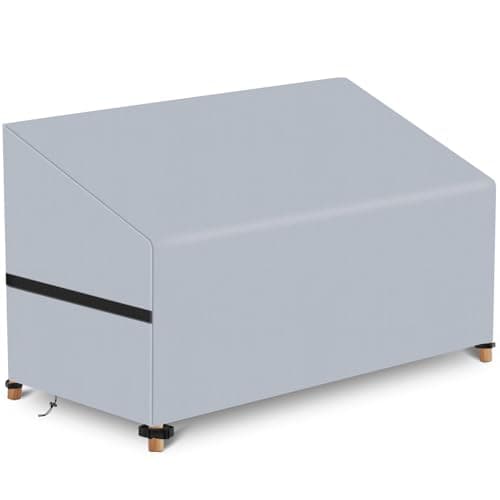 Image of LUSCHEER 2 Seat Garden Bench Covers Waterproof Heavy Duty Oxford Fabric Outdoor Bench Seat Cover Windproof Anti-UV Patio Garden Seat Covers (134x66x66/89cm, Grey)