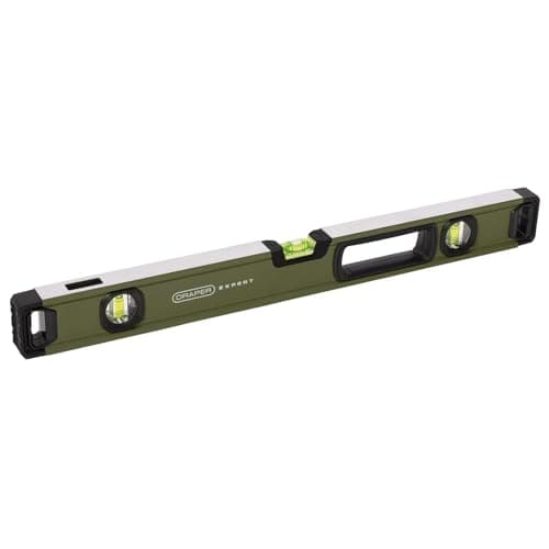 Image of Draper Box Spirit Level with Handle 600mm | 1 x 180° Domed/Arc Central Vial & 2 x 90° Vials | High Precision Torpedo Bubble Levelling Tools | Heavy Duty Aluminium for Heavy Duty Use