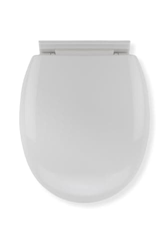 Image of Croydex Soft Close Toilet Seat - Hygiene 'N' Clean Antibacterial Treated Polypropylene Seat and Universal Adjustable Hinges with Bottom Fixings Included (White, O Shape)