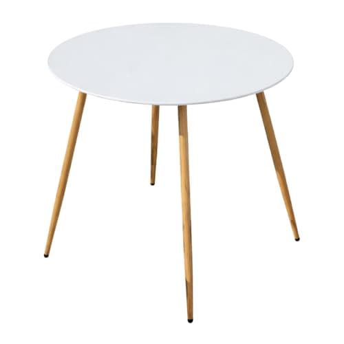 Image of YöL 60cm Round Dining Table White Steel Frame Wooden Legs Kitchen Table 80cm Height Modern Small Space Dining Table for 1 to 2 People Compact Home Kitchen Furniture