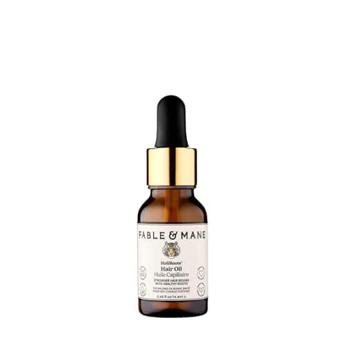 Image of Fable & Mane HoliRoots Hair Oil, Strengthens Dry, Damaged Hair and Scalp. Pre Wash Oil Treatment Repairs with Ashwagandha, Amla and Castor Oil (Mini Travel Size)