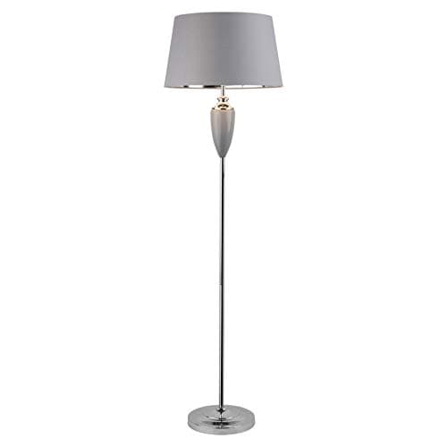 Image of Lighting Supermarket Hepburn Large Ceramic Floor Lamp with Matching Shade - Modern Grey & Silver