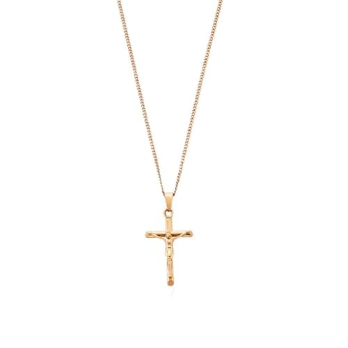 Image of CRAFTD - Rose Gold Crucifix Necklace - Durable 18K Rose Gold & 316L Stainless Steel - 52cm Chain Link with 20MM x 20MM Pendant - Waterproof, Heat & Sweat Resistant - Men's Jewellery