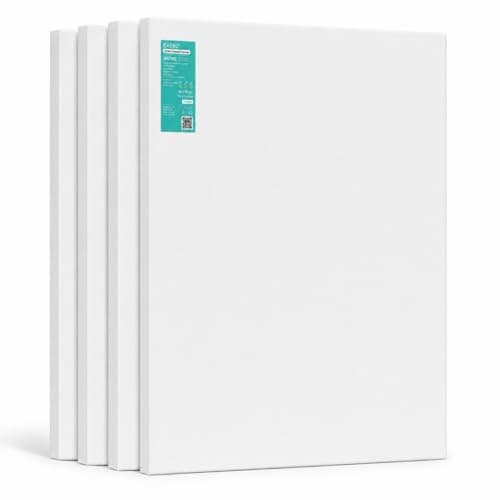Image of Exerz 40x50cm Pre-Stretched Canvas 4pk - 1.7cm Artist Framed Canvas Blank/ 280GSM 100% Cotton/Triple Primed/Acid Free/Medium Grain/Professional Artist Acrylic Paint, Oil Paint