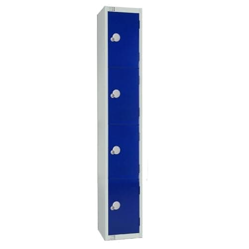 Image of Safe Industrial Four Door Compartment Locker Made With Durable & Reinforced Steel - For School, Work & Gym With Two Keys For Easy Access - 1800mm H x 300mm W x 450mm D - MID GREY